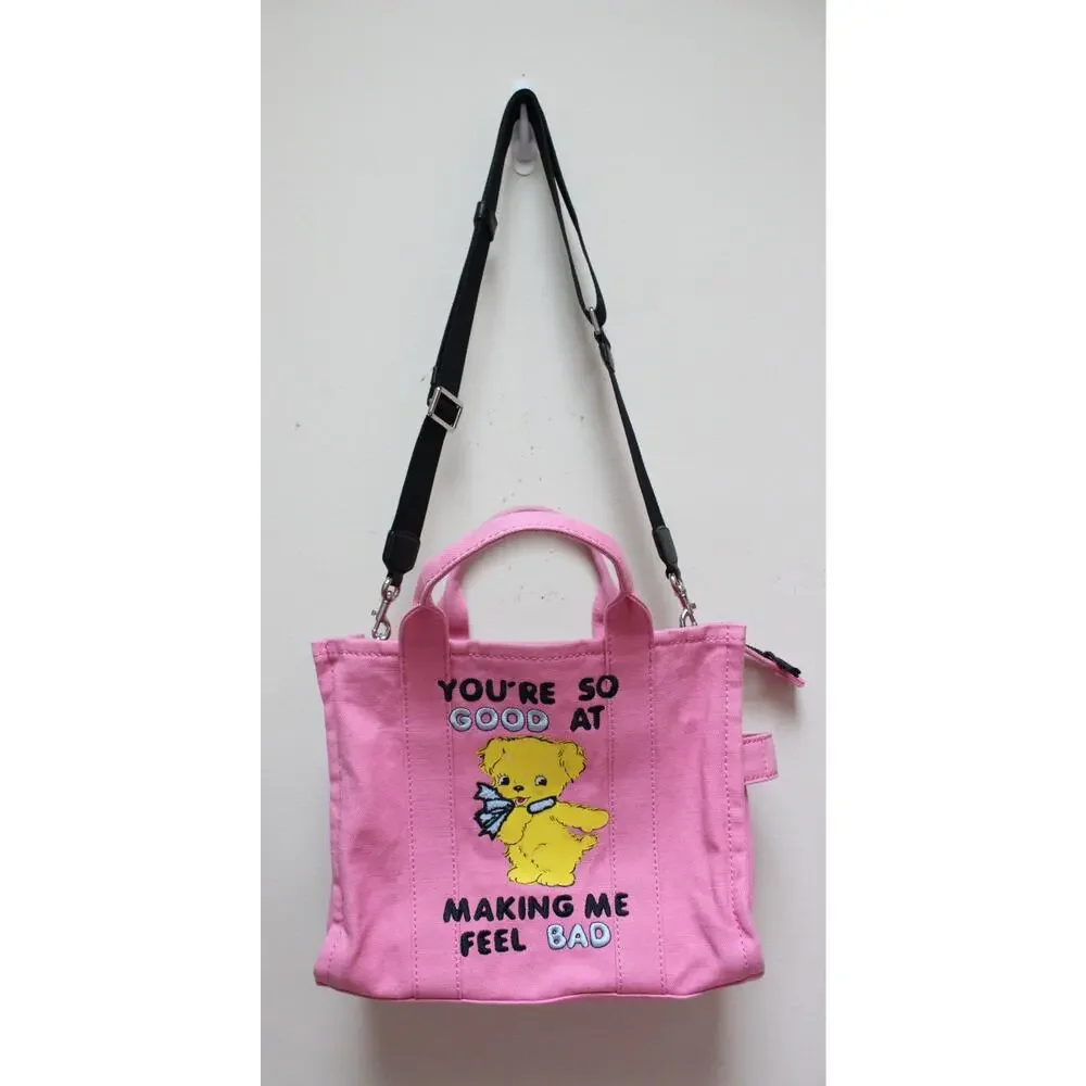 Marc Jacobs Magda Archer Pink Bear Canvas Pink Tote Bag Purse